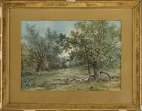 James Northcote, Landscape with Sheep, Watercolor on paper