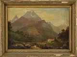 Rod E. Miller, Alpine Mountain Scene, Oil on canvas