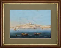 Unsigned, Naples Harbor, Gouache