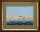 Unsigned, Naples Harbor, Gouache