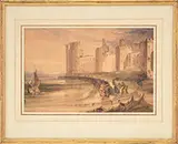 Anthony Van Dyke Copley Fielding, Fishing Alongside Castle, Watercolor