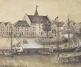Unsigned, Four Works European Scenes, Watercolor on paper Shrink-wrapped to black foam core
