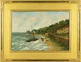 Harry Aiken Vincent, Figures Along the Shore, Oil on canvas