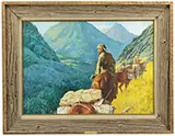 Howard A. Terpning, Searching the Mountains, Oil in canvas