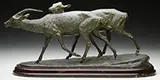 Irénée Rochard, Male and Female Antelope, Bronze on wood base