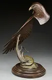 Star Liana York, Red Tailed Hawk, Bronze on rotating wood base