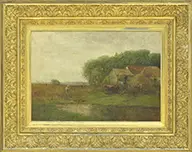 Charles Edwin Lewis Green, Barnyard Scene, Oil on canvas