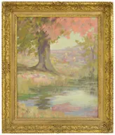 Tree by a Pond by Alfred R. Mitchell, Oil on Masonite, offered Feb 2015