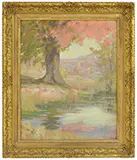 Tree by a Pond by Alfred R. Mitchell, Oil on Masonite, offered Feb 2015