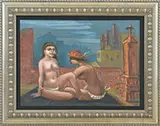 Albert Pels, Sun Worshipers Tar Beach, New York, Oil on board