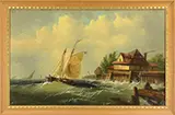 Franklin Dullin Briscoe, Sailing in Choppy Harbor, Oil on canvas