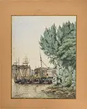Eugène Isabey, Ships at Dock