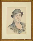 David Burliuk, Portrait of a Woman, Crayon and colored pencil on paper