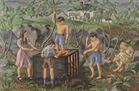 Alzira Boehm Peirce, Roasting Marshmallows, Oil on canvas