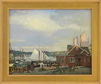 Kenneth Knowles, Last Light on Harbor Loop”, Gloucester, Massachusetts, Oil on Masonite