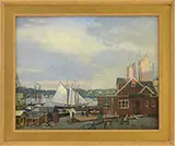 Kenneth Knowles, Last Light on Harbor Loop”, Gloucester, Massachusetts, Oil on Masonite