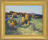 T.M. Nicholas, Valley Farm in Autumn, Oil on canvas