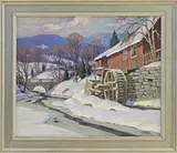 Arthur Lindquist, The Old Mill in Winter, Oil on canvas