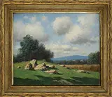 Frank Russell Green, Two Landscapes, 1) Sunlit Landscape with Mountain View Oil on canvas