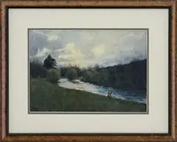 Thomas Aquinas Daly, Bank Willows and Riffle, Watercolor on paper