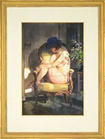 John Gable, The Blue Sable Hat, Watercolor