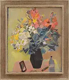 Flowers in Mirror by Rajmund Kanelba, Oil on canvas, offered Feb 2017