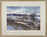 Don Stone, Winter Landscape with Geese in Flight