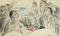 Riviera by Rose O’Neill, Pencil with watercolor on paper, offered Feb 2017