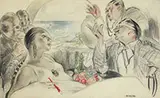 Rose O’Neill, Riviera, Pencil with watercolor on paper