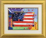 Peter Max, Flag with Heart, Mixed media