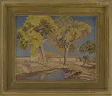 Sheldon Parsons, New Mexico Landscape with Adobe, Oil on board