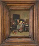 Classroom Antics by Théophile Emmanuel Duverger, Oil on mahogany wood panel, offered Feb 2017