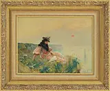Idle Moment by the Sea by Edward Portielje, Oil on panel, offered Feb 2017