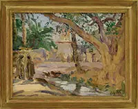 Lillian Genth, Orientalist Landscape, Oil on canvas board