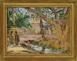 Lillian Genth, Orientalist Landscape, Oil on canvas board