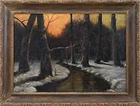 Walter Koeniger, Sunset Winter Scene, Oil on canvas