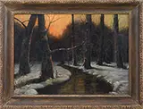 Walter Koeniger, Sunset Winter Scene, Oil on canvas
