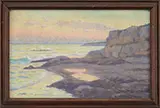 Jesse Leach France, Two Seascapes: “Moonlight New York” and Untitled, 1) Oil on cardboard