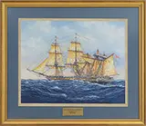 Bert Ducey, United States Vs Macedonian, Watercolor ship battle scene shows the aftermath of the ships October 25th, 1812