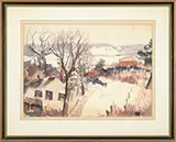 John Whorf, Winter Landscape with Houses and Barns