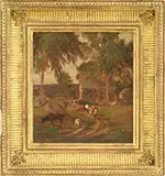 Samuel Gerry, Farmhouse with Trees and Livestock, Oil on canvas