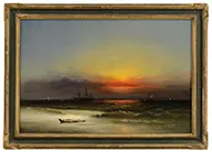Coastal Shipping Under a Sunset Sky by James Hamilton, Oil on canvas, offered Feb 2016