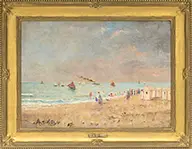A La Plage by Alfred E. L. Stevens, Oil on canvas, offered Feb 2016