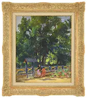 Fred Money, Park View with Figures, Oil on canvas
