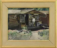 John Philip Falter, The Log Cabin, Oil on board