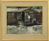 John Philip Falter, The Log Cabin, Oil on board