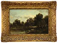 Barbazon Style Landscape by David Johnson, Oil on wood panel, offered Aug 2015