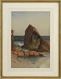 Alfred Thompson Bricher, Coastal Rocks with Beach and Boats