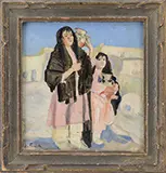 Joseph Fleck, Mother and Daughter in Taos, Oil on board
