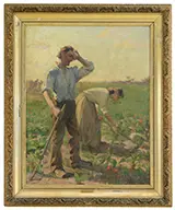 Toiling in the Fields by George Taggart, Oil on canvas, offered Aug 2015